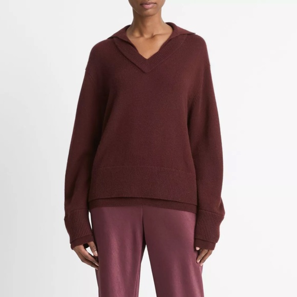 Double Layer Wool & Cashmere Sweater (Vince, Medium, burgundy) - Picture 1 of 13